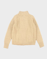 Vintage Y2K Polo Jeans Pure Wool Zip Up Knit Jumper - M