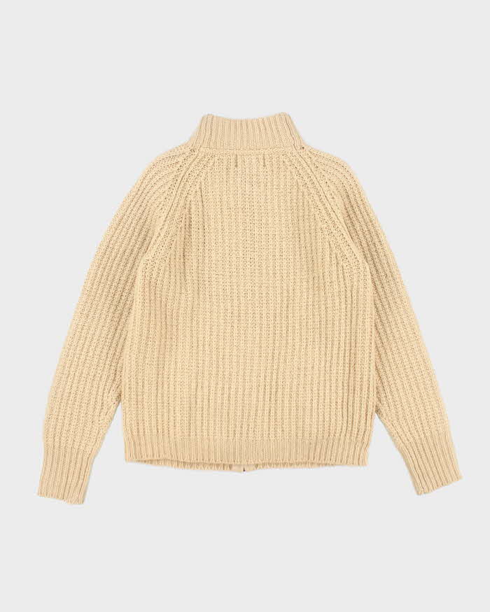 Vintage Y2K Polo Jeans Pure Wool Zip Up Knit Jumper - M