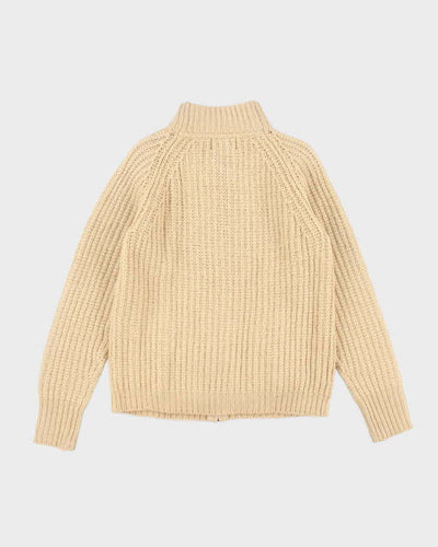Vintage Y2K Polo Jeans Pure Wool Zip Up Knit Jumper - M