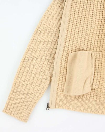 Vintage Y2K Polo Jeans Pure Wool Zip Up Knit Jumper - M