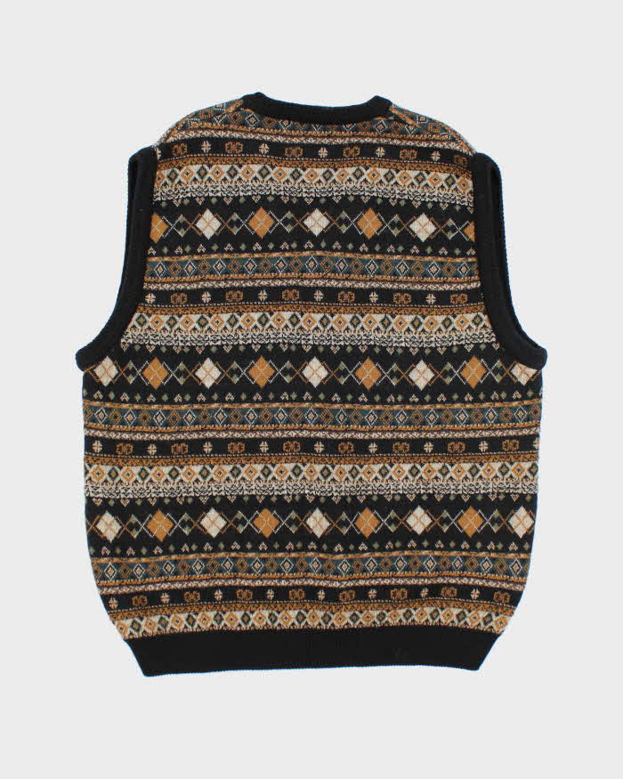 Vintage 80's Tosani Wool Blend Patterned V-Neck Tank Knit Jumper - L