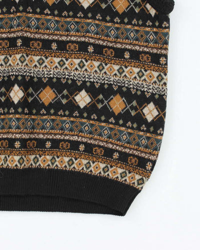 Vintage 80's Tosani Wool Blend Patterned V-Neck Tank Knit Jumper - L