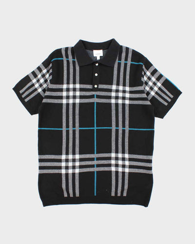 Vintage Burberry London Patterned Short Sleeve Knit Jumper - XXL