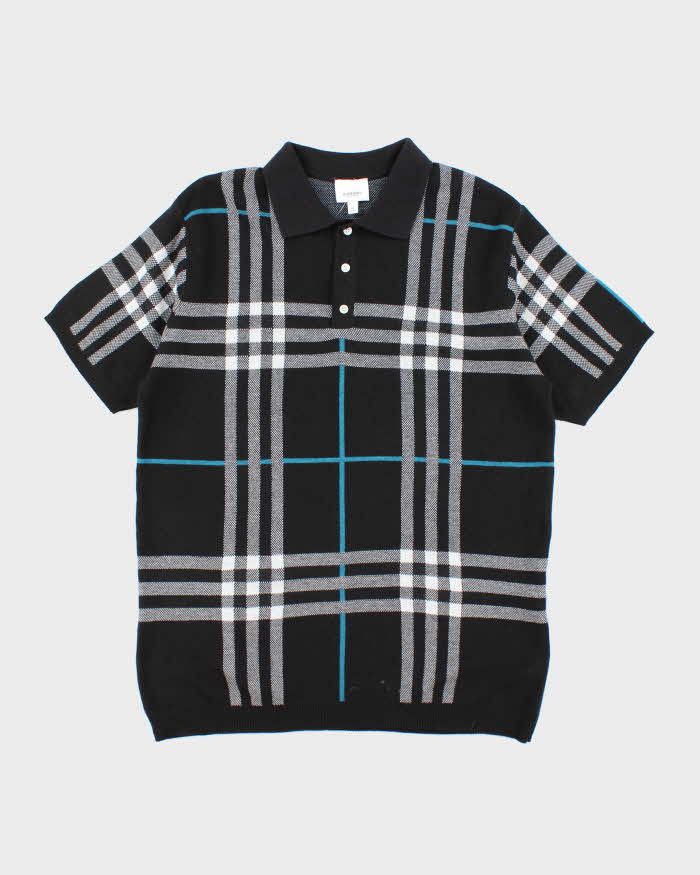 Vintage Burberry London Patterned Short Sleeve Knit Jumper - XXL
