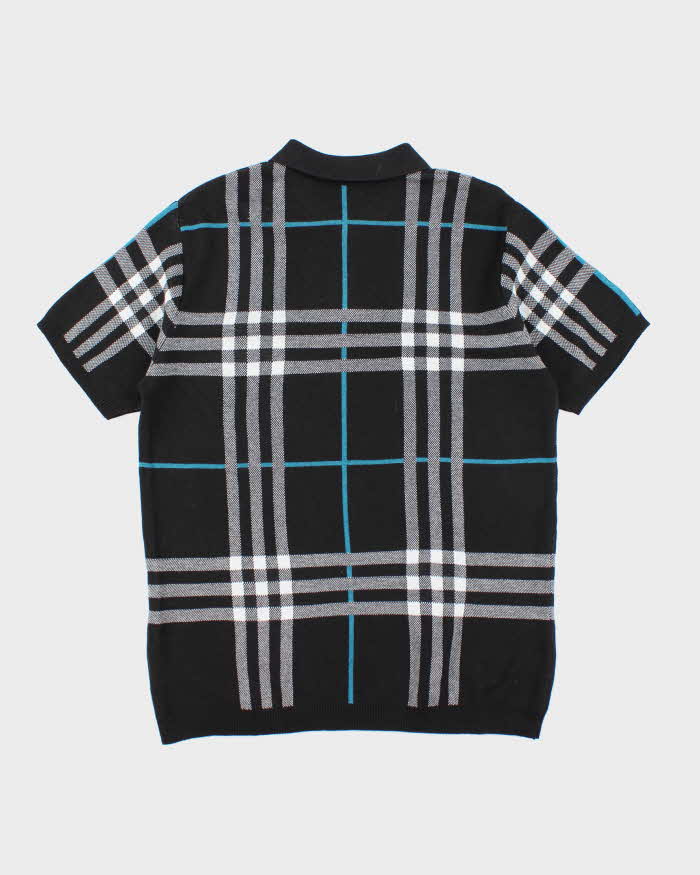 Vintage Burberry London Patterned Short Sleeve Knit Jumper - XXL