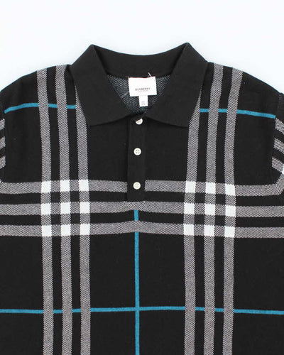 Vintage Burberry London Patterned Short Sleeve Knit Jumper - XXL