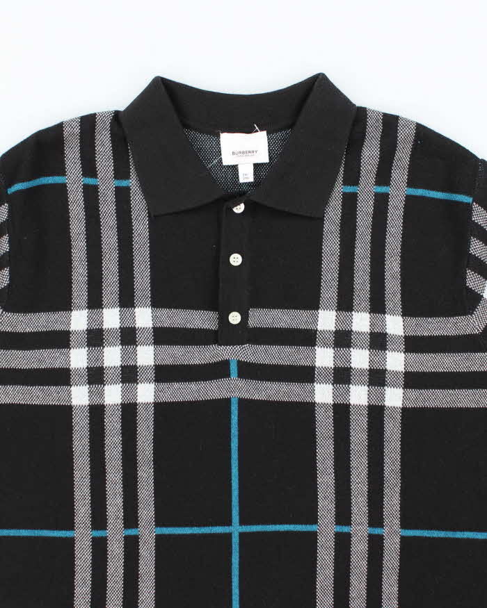 Vintage Burberry London Patterned Short Sleeve Knit Jumper - XXL