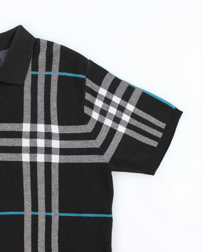 Vintage Burberry London Patterned Short Sleeve Knit Jumper - XXL