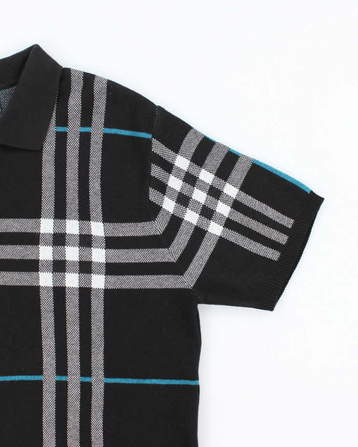 Vintage Burberry London Patterned Short Sleeve Knit Jumper - XXL