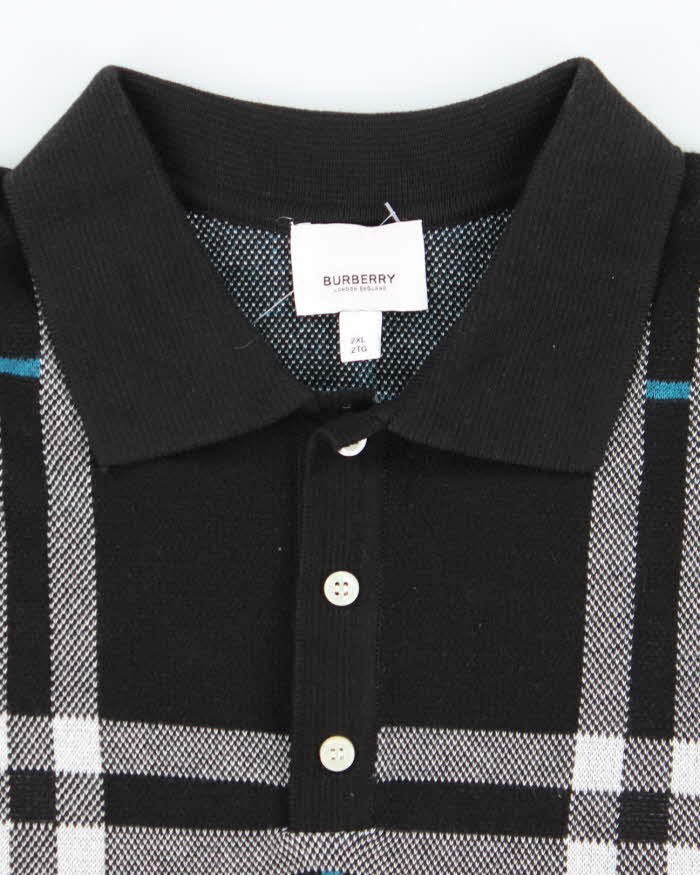 Vintage Burberry London Patterned Short Sleeve Knit Jumper - XXL