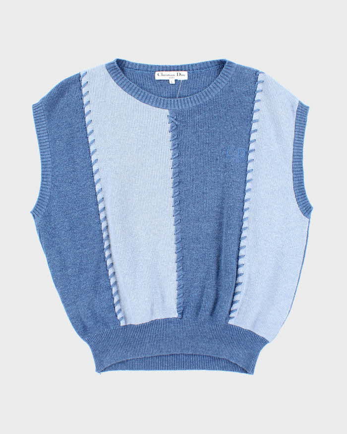 Vintage 80's Christian Dior Sports Two Tone Tank Knit Sweater - L
