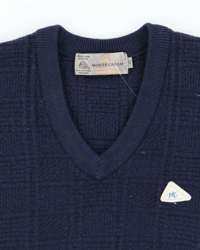 Vintage Monte Carlo Pure Wool Navy Vest - M