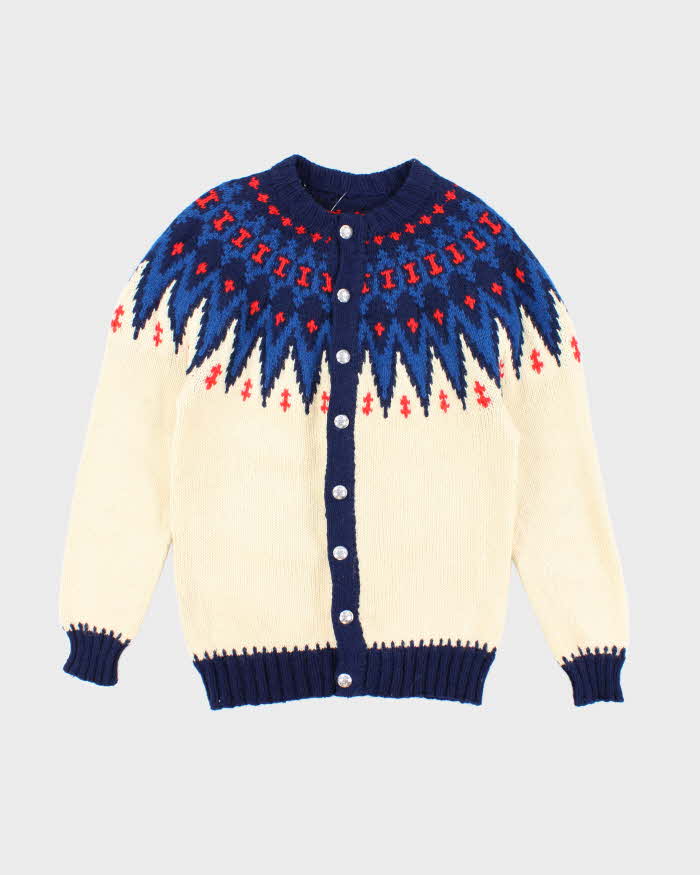 Vintage Handmade Nordic Style Knit Cardigan - M