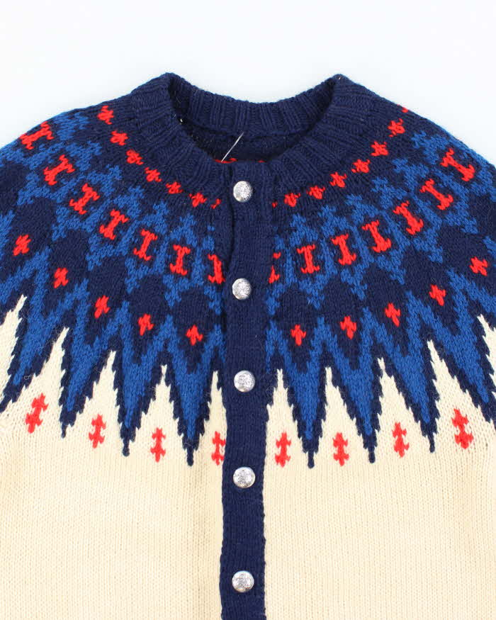 Vintage Handmade Nordic Style Knit Cardigan - M