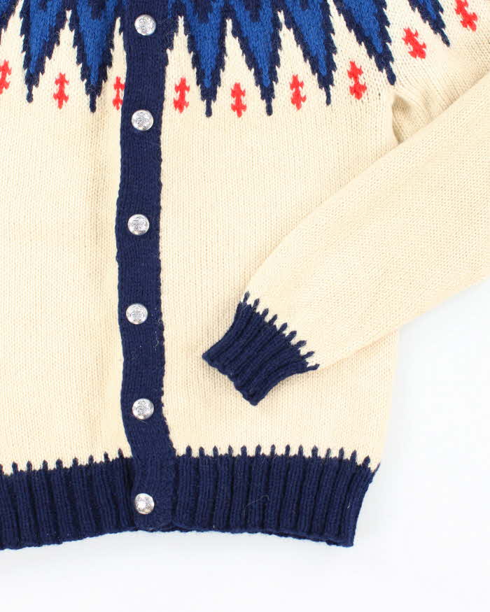 Vintage Handmade Nordic Style Knit Cardigan - M