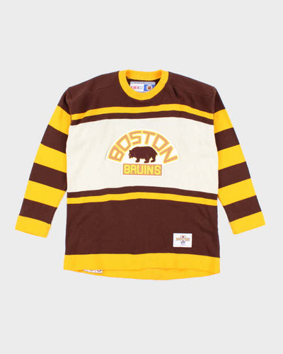 Vintage 90's CCM Boston Bruins Striped Long Sleeve Knit Jumper - L