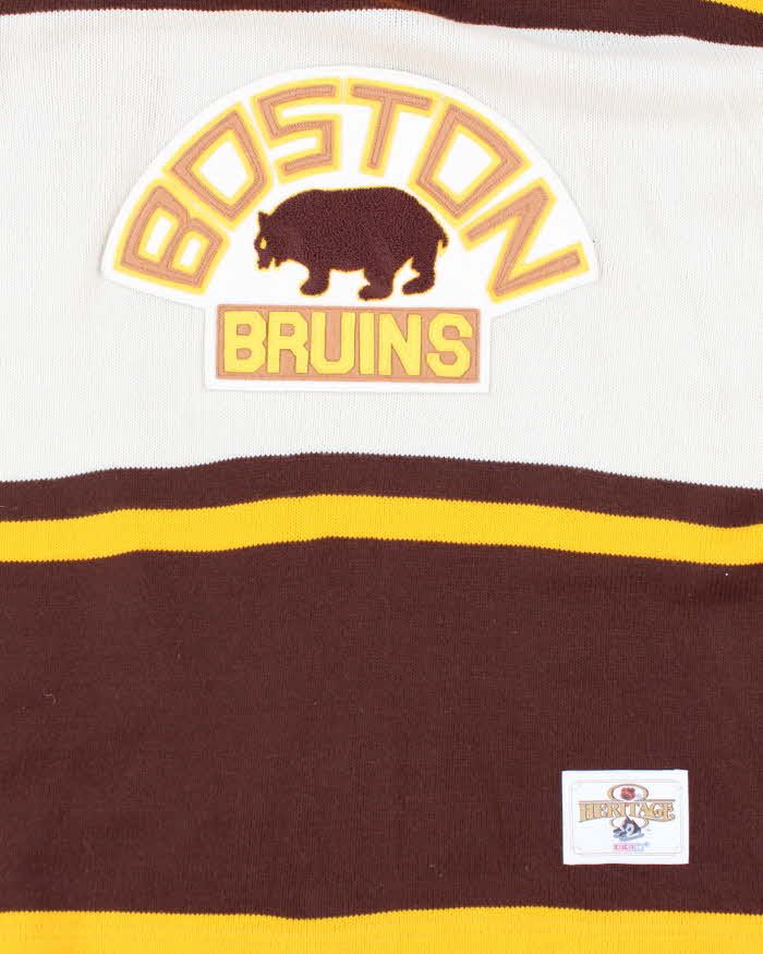 Vintage 90's CCM Boston Bruins Striped Long Sleeve Knit Jumper - L