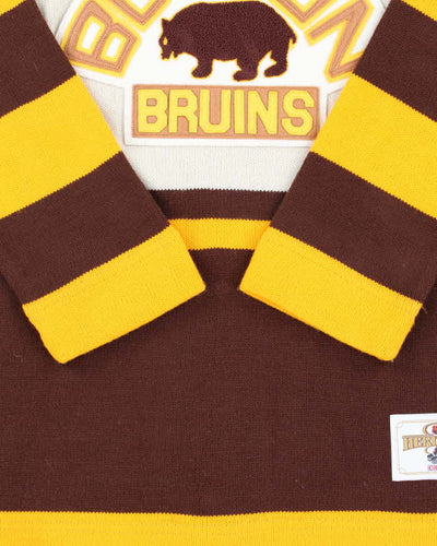 Vintage 90's CCM Boston Bruins Striped Long Sleeve Knit Jumper - L
