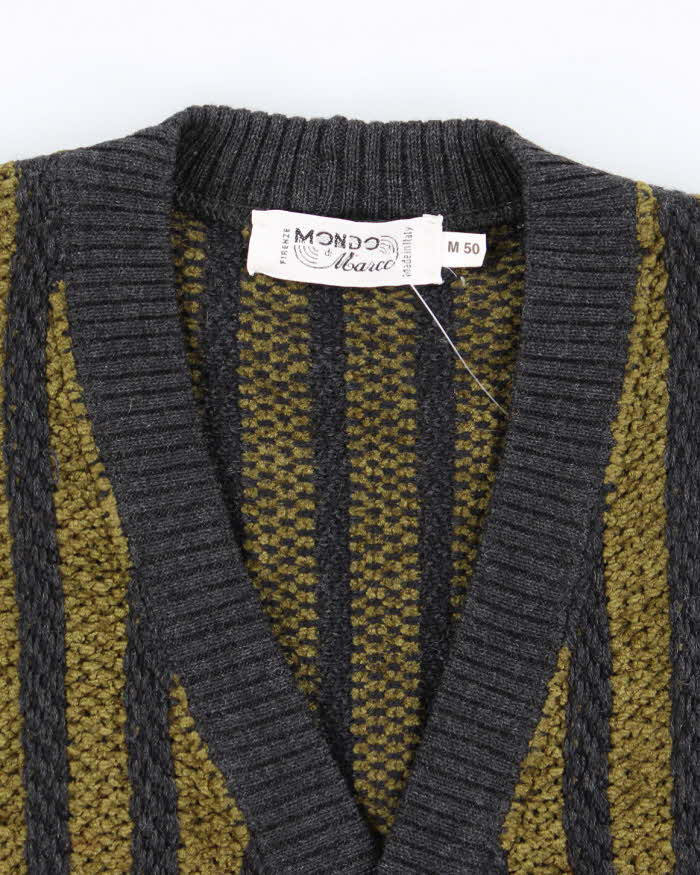 Vintage Mondo Wool Blend Striped Knit Tank Cardigan - M