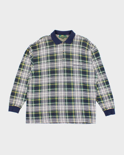 Vintage 90's Longchamp Patterned Quarter Button Long Sleeve Knit - XL