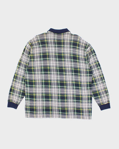 Vintage 90's Longchamp Patterned Quarter Button Long Sleeve Knit - XL