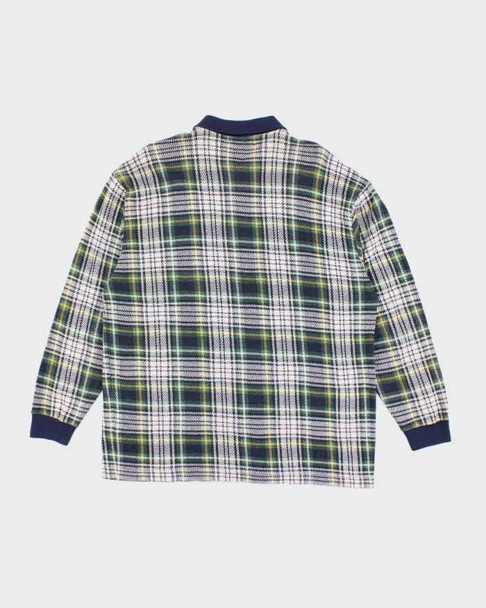 Vintage 90's Longchamp Patterned Quarter Button Long Sleeve Knit - XL