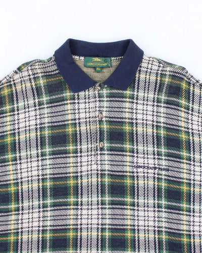 Vintage 90's Longchamp Patterned Quarter Button Long Sleeve Knit - XL