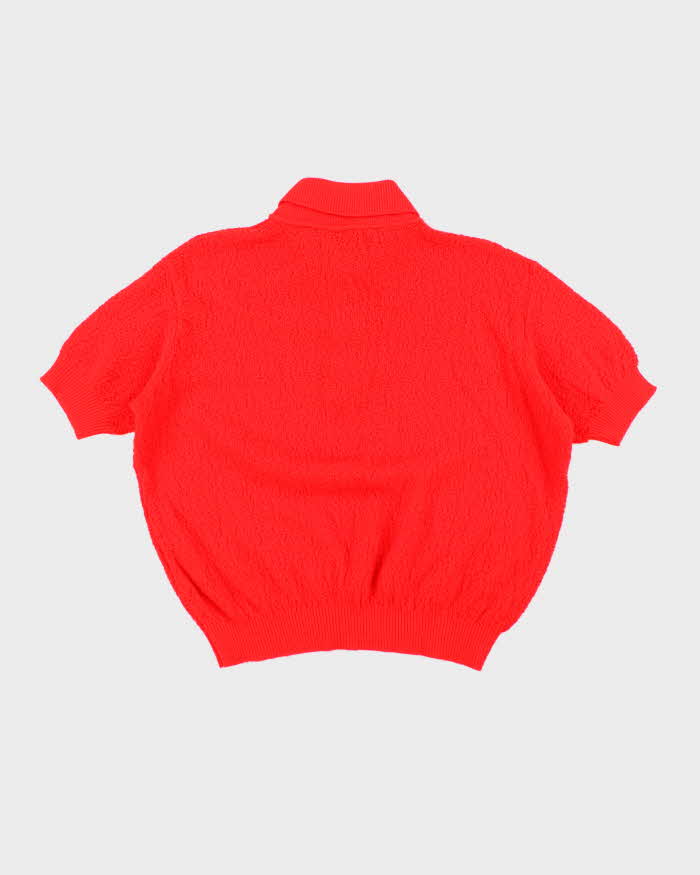 Vintage 80's White Ram Textured Acrylic Short Sleeve Knit - L