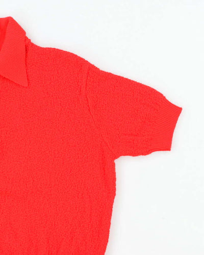 Vintage 80's White Ram Textured Acrylic Short Sleeve Knit - L