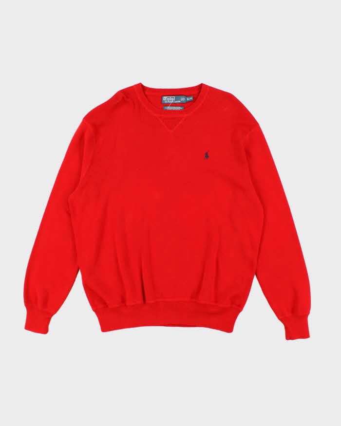 Vintage 90's Ralph Lauren Small Horse Long Sleeve Knit Jumper - XL