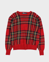Vintage Ralph Lauren Oversized Tartan Knit Jumper - M