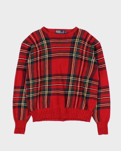 Vintage Ralph Lauren Oversized Tartan Knit Jumper - M