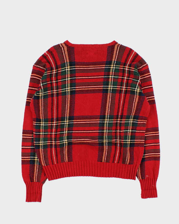 Vintage Ralph Lauren Oversized Tartan Knit Jumper - M