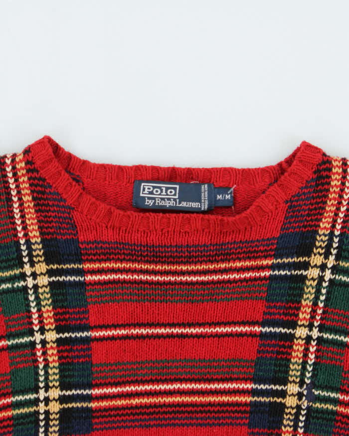 Vintage Ralph Lauren Oversized Tartan Knit Jumper - M