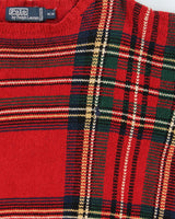 Vintage Ralph Lauren Oversized Tartan Knit Jumper - M