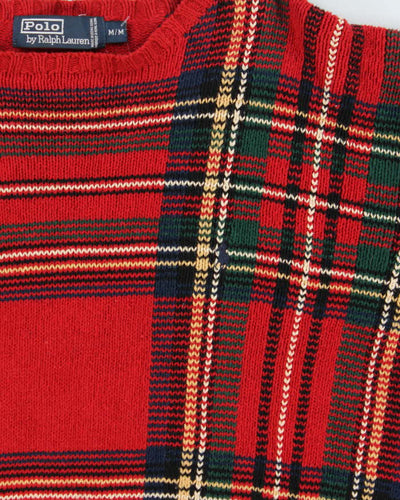 Vintage Ralph Lauren Oversized Tartan Knit Jumper - M