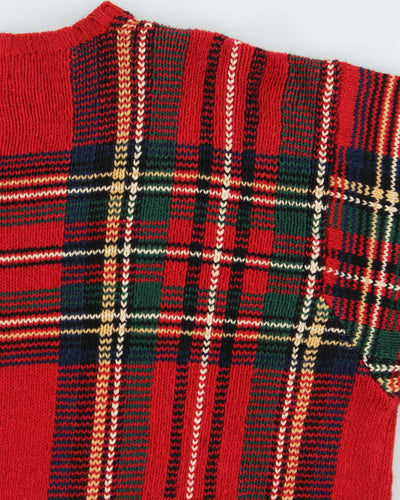 Vintage Ralph Lauren Oversized Tartan Knit Jumper - M