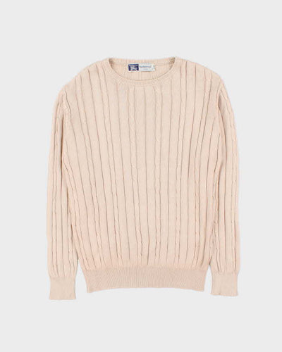 Vintage 90s Burberry Lightweight Cable Knit Jumper - M