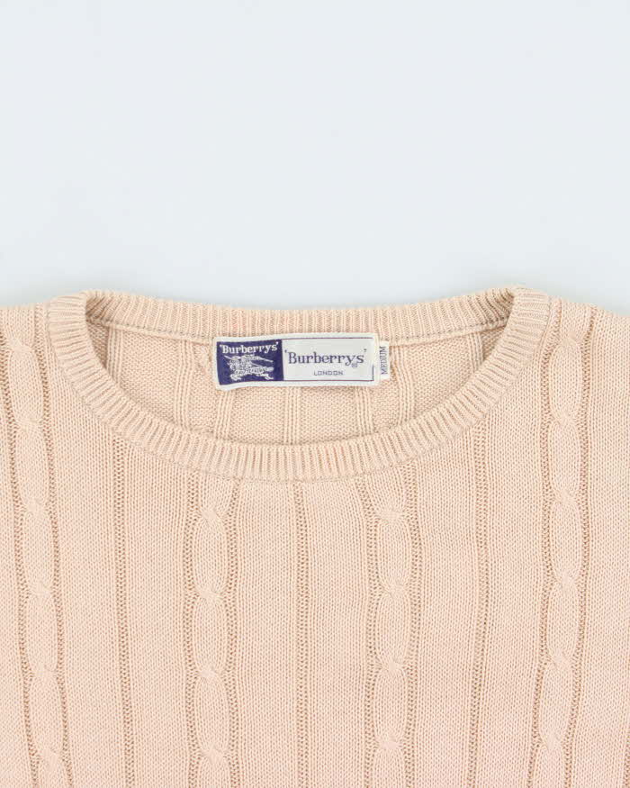 Vintage 90s Burberry Lightweight Cable Knit Jumper - M
