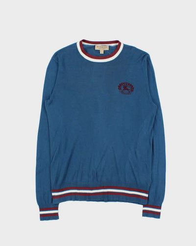 Vintage Burberry Silk Blend Embroidered Logo Crewneck Knit Jumper - M