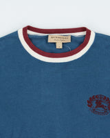 Vintage Burberry Silk Blend Embroidered Logo Crewneck Knit Jumper - M