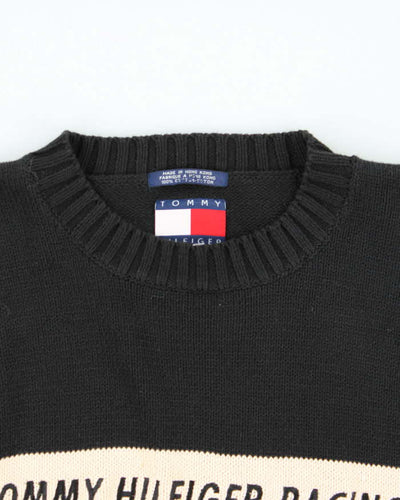 Vintage 90s Tommy Hilfiger Racing Embroidered Ribbed Crewneck Knit Jumper - L
