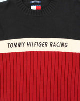 Vintage 90s Tommy Hilfiger Racing Embroidered Ribbed Crewneck Knit Jumper - L