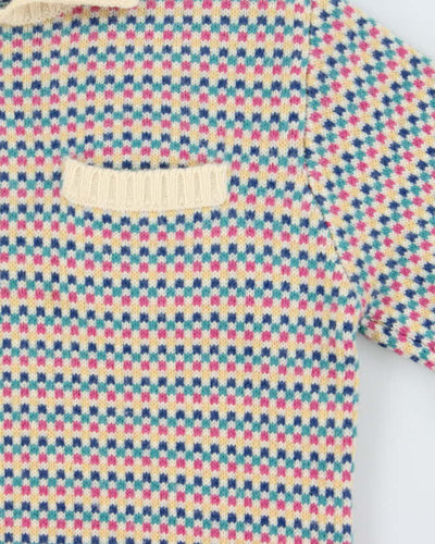 Vintage 1980s L.L Bean Patterned Collared Chunky Knit - L