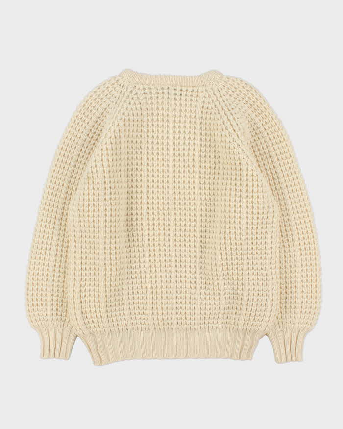 Vintage 1990s Blarney Woollen Mills Irish Pure New Wool Cream Chunky Knit - L