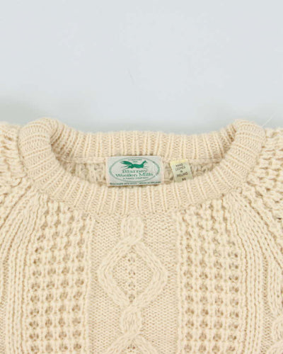 Vintage 1990s Blarney Woollen Mills Irish Pure New Wool Cream Chunky Knit - L