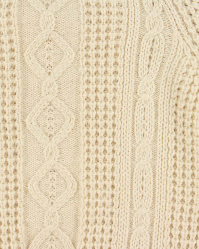 Vintage 1990s Blarney Woollen Mills Irish Pure New Wool Cream Chunky Knit - L