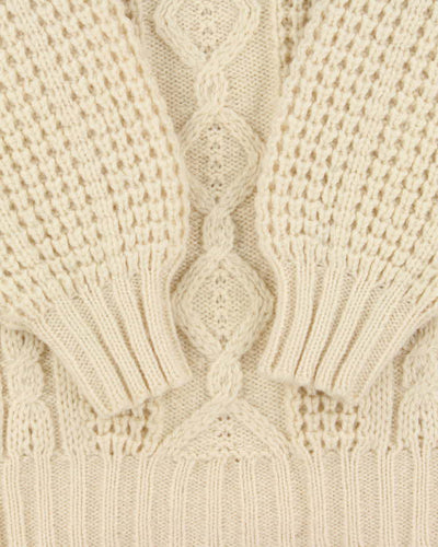 Vintage 1990s Blarney Woollen Mills Irish Pure New Wool Cream Chunky Knit - L