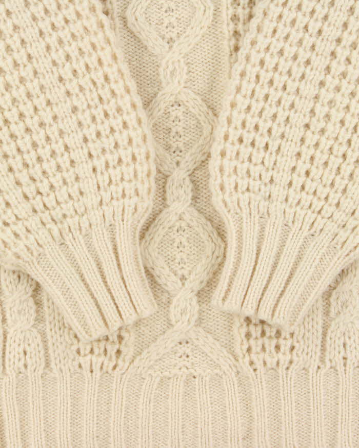 Vintage 1990s Blarney Woollen Mills Irish Pure New Wool Cream Chunky Knit - L