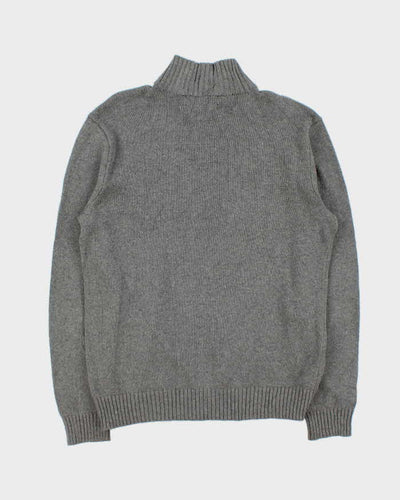 Vintage 00s Polo Ralph Lauren Grey Quarter-Zip Knit Jumper - M